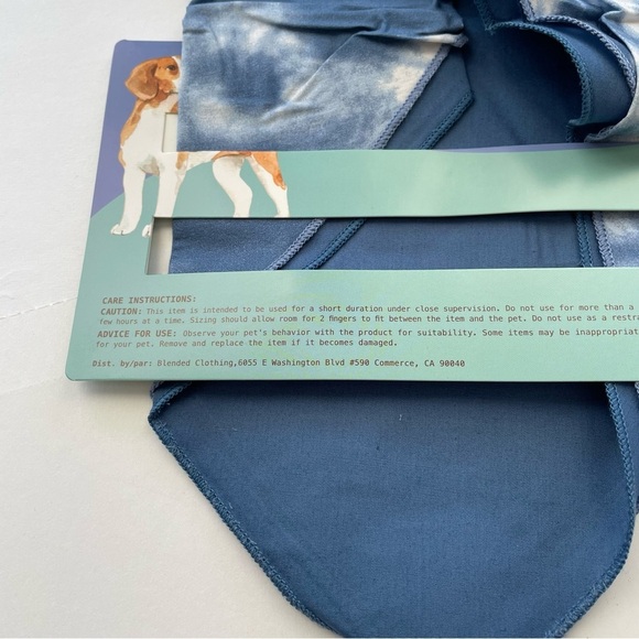 NWT Blended Dog Bandana 2-Pack L/XL Blue & Blue-White Tie Dye Pet Scarves 30x15 - Picture 4 of 6